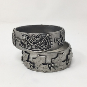 2 Vintage Votive Candle Holder‎ Metal Christmas figurine home decor Angel Holly